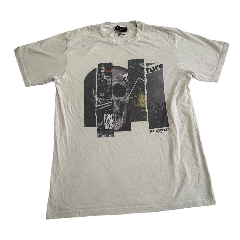 The Kooples Paris Graphic T-shirt White Black Mens Medium Skull